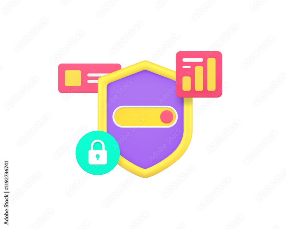 Poster business personal data information privacy protection 3d icon realistic vector illustration. databas