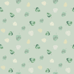 Vector - Seamless pattern of beautiful Philodendron green and brown leaves. Natural image. Can be use for print, paper, fabric, wallpaper.