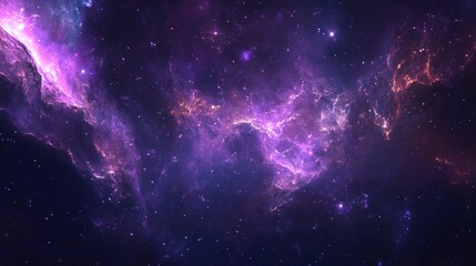Fototapeta premium Expansive purple nebula in deep space with bright stars and cosmic clouds