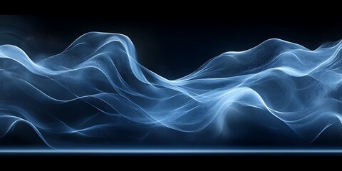 Obraz premium Abstract blue waves, dark background, digital art, website banner