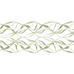 Obraz premium A decorative pattern of wavy lines made from willow leaves, featuring a graceful and continuous flow, isolated on a transparent background, suitable for adding a natural touch to various designs.