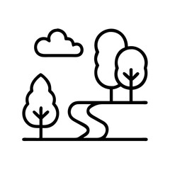 park pathway icon, park pathway line art - simple line art of park pathway, perfect for park pathway logos and icons and themed design