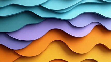 Abstract wavy shapes in pastel gradients of light peach, mint, and soft violet, arranged in a trendy 80s vertical layout