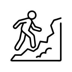 walking along a cliffside icon, walking along a cliffside line art - simple line art of walking along a cliffside, perfect for walking along a cliffside logos and icons and themed design