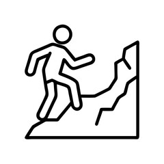 walking along a cliffside icon, walking along a cliffside line art - simple line art of walking along a cliffside, perfect for walking along a cliffside logos and icons and themed design