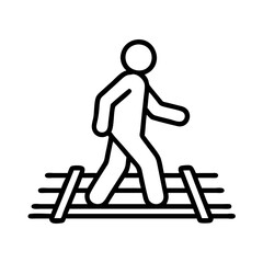 walking along railway tracks icon, walking along railway tracks line art - simple line art of walking along railway tracks, perfect for walking along railway tracks logos and icons and themed design