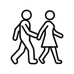 walking couple icon, walking couple line art - simple line art of walking couple, perfect for walking couple logos and icons and themed design