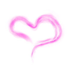 Pink heart shaped smoke effect, sign of love, smoke hearts, love. Pink waves of smoke from hot drink, coffee, cigarettes, tea or food. Mockup of fog with swirls. PNG.