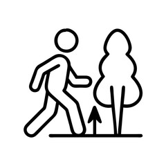 walking in nature icon, walking in nature line art - simple line art of walking in nature, perfect for walking in nature logos and icons and themed design