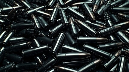 Black bullets lined up ready for use.