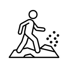 walking on gravel path icon, walking on gravel path line art - simple line art of walking on gravel path, perfect for walking on gravel path logos and icons and themed design