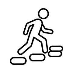 walking over stepping stones icon, walking over stepping stones line art - simple line art of walking over stepping stones, perfect for walking over stepping stones logos and icons and themed design