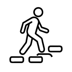 walking over stepping stones icon, walking over stepping stones line art - simple line art of walking over stepping stones, perfect for walking over stepping stones logos and icons and themed design