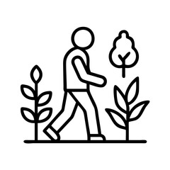 walking through garden icon, walking through garden line art - simple line art of walking through garden, perfect for walking through garden logos and icons and themed design