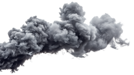 Dramatic Gray Smoke Clouds Against Black Background