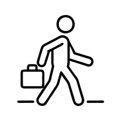 walking to work icon, walking to work line art - simple line art of walking to work, perfect for walking to work logos and icons and themed design