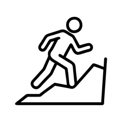 walking uphill icon, walking uphill line art - simple line art of walking uphill, perfect for walking uphill logos and icons and themed design