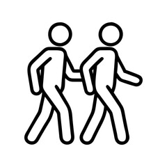 walking with a friend icon, walking with a friend line art - simple line art of walking with a friend, perfect for walking with a friend logos and icons and themed design