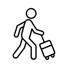 walking with a suitcase traveling icon, walking with a suitcase traveling vector,