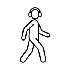 walking with headphones icon, walking with headphones line art - simple line art of walking with headphones, perfect for walking with headphones logos and icons and themed design