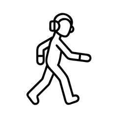 walking with headphones icon, walking with headphones line art - simple line art of walking with headphones, perfect for walking with headphones logos and icons and themed design