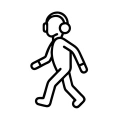 walking with headphones icon, walking with headphones line art - simple line art of walking with headphones, perfect for walking with headphones logos and icons and themed design