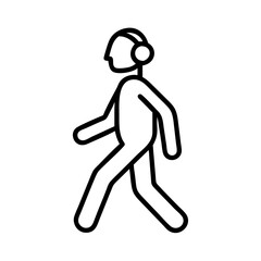 walking with headphones icon, walking with headphones line art - simple line art of walking with headphones, perfect for walking with headphones logos and icons and themed design