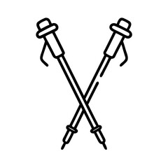 nordic walking poles icon, nordic walking poles line art - simple line art of nordic walking poles, perfect for nordic walking poles logos and icons and themed design