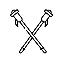 nordic walking poles icon, nordic walking poles line art - simple line art of nordic walking poles, perfect for nordic walking poles logos and icons and themed design