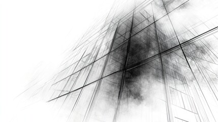 Obraz premium Architectural Sketch: Modern Glass Building Design