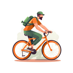 Fototapeta premium A Man on a Bicycle . An Illustration of an Active Lifestyle