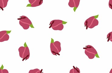 white background with Sesbania grandiflora flower seamless pattern.