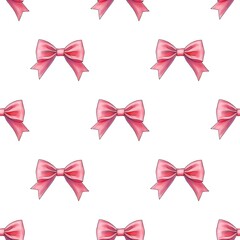 Pink Bow Valentines Seamless Pattern on White Background