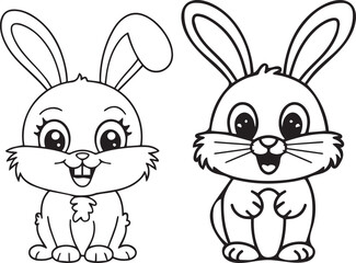 Fototapeta premium Simple Easter Rabbit Coloring Vector for Kids - Bold Lines Illustration