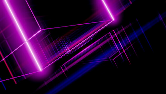 Futuristic abstract neon lines in a 3D space