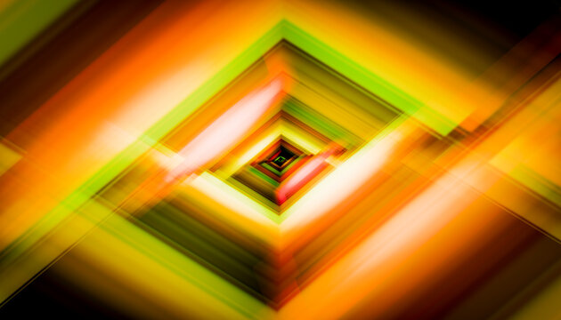 Vibrant 3D render of abstract geometric tunnel