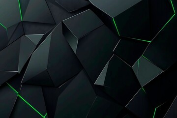 Abstract black background with green accents, futuristic design elements, and geometric patterns, perfect for technology and gaming themes.

