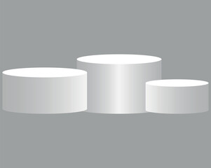  Realistic cubes podium, 3d exhibit displays. Empty geometrical pillars for exhibition showroom