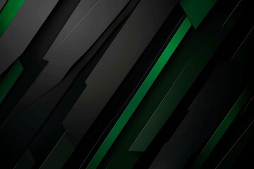 Obraz premium Abstract black background with green accents, futuristic design elements, and geometric patterns, perfect for technology and gaming themes. 