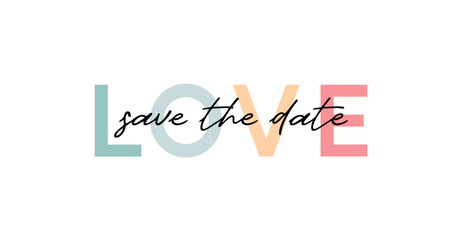 Handwritten modern brush calligraphy. Save the date isolated on white background for wedding invitations. Vector illustration