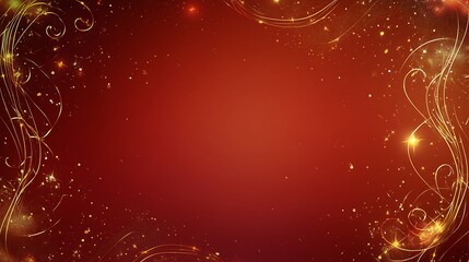 Red Background with Golden Swirls and Sparkle