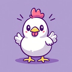 Fototapeta premium Happy chick cartoon illustration, purple background, children's book
