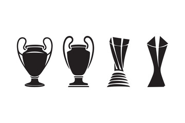 Trophy cup silhouette vector bundle 