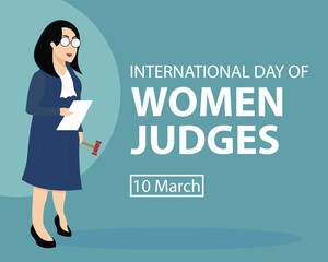 illustration vector graphic of a female judge holds a note and a gavel, perfect for international day, women judges, celebrate, greeting card, etc.