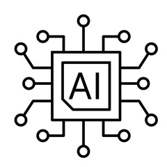AI chipset line icon with editable stroke
