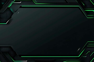 Abstract black background with green accents, futuristic design elements, and geometric patterns, perfect for technology and gaming themes.
