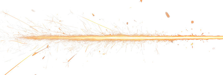 Sparkler trail of light with sparks in a straight line.