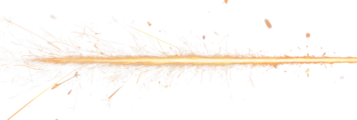 Sparkler trail of light with sparks in a straight line.