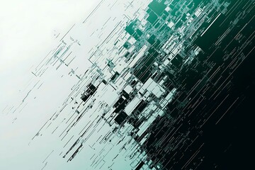 Obraz premium Abstract black background with green accents, futuristic design elements, and geometric patterns, perfect for technology and gaming themes. 