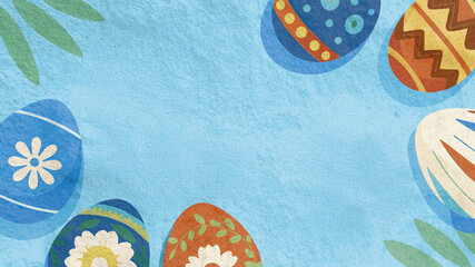 Colorful eggs and flowers create a vibrant spring atmosphere.